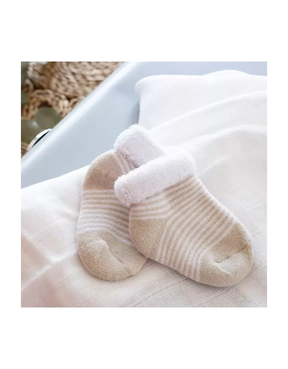 Lot de 3 paires de chaussettes bébé - Beige/Blanc - Trois Kilos Sept