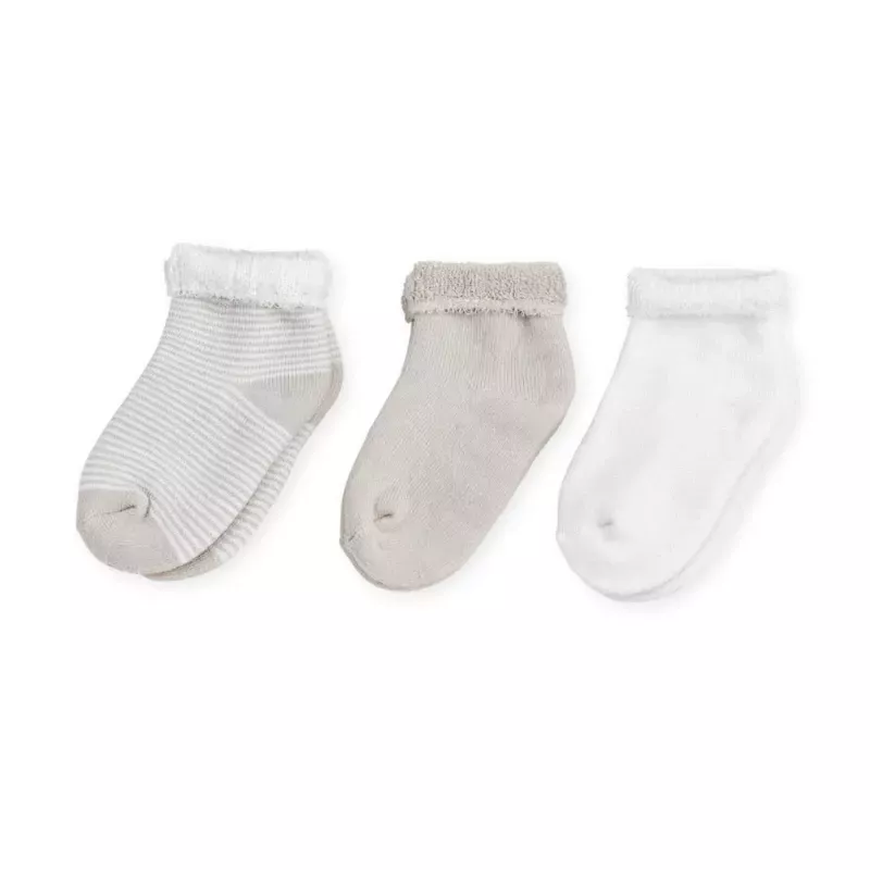 Lot de 3 paires de chaussettes bébé - Beige/Blanc - Trois Kilos Sept