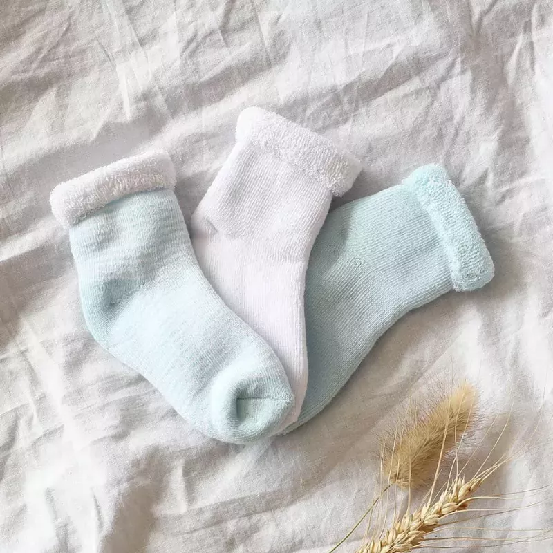 Lot de 3 paires de chaussettes bébé - Vert d'eau/Blanc - Trois Kilos Sept