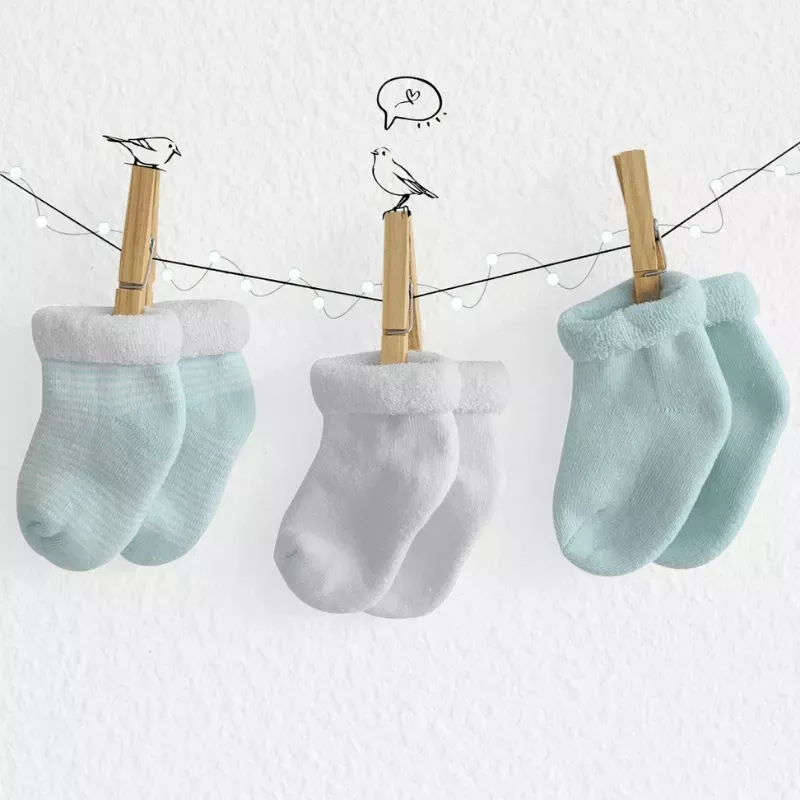 Lot de 3 paires de chaussettes bébé - Vert d'eau/Blanc - Trois Kilos Sept