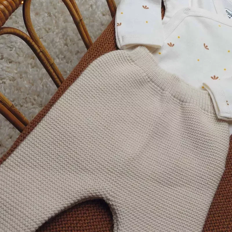 Pantalon maille tricot - Sable - Trois Kilos Sept
